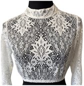 Chemisier Dirndl col haut dentelle - Ivoire - Taille 44