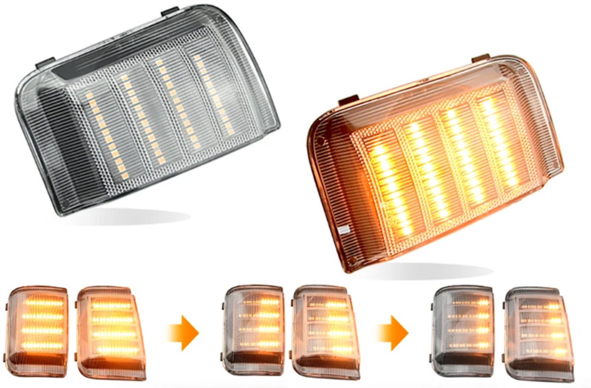 Knipperlichten set Fiat Ducato, Citroen, Peugeot, Dynamisch LED Chrystal uitvoering