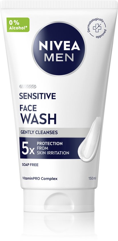 Nivea Men Sensitive gezichtsreiniger tube met 0% alcohol.