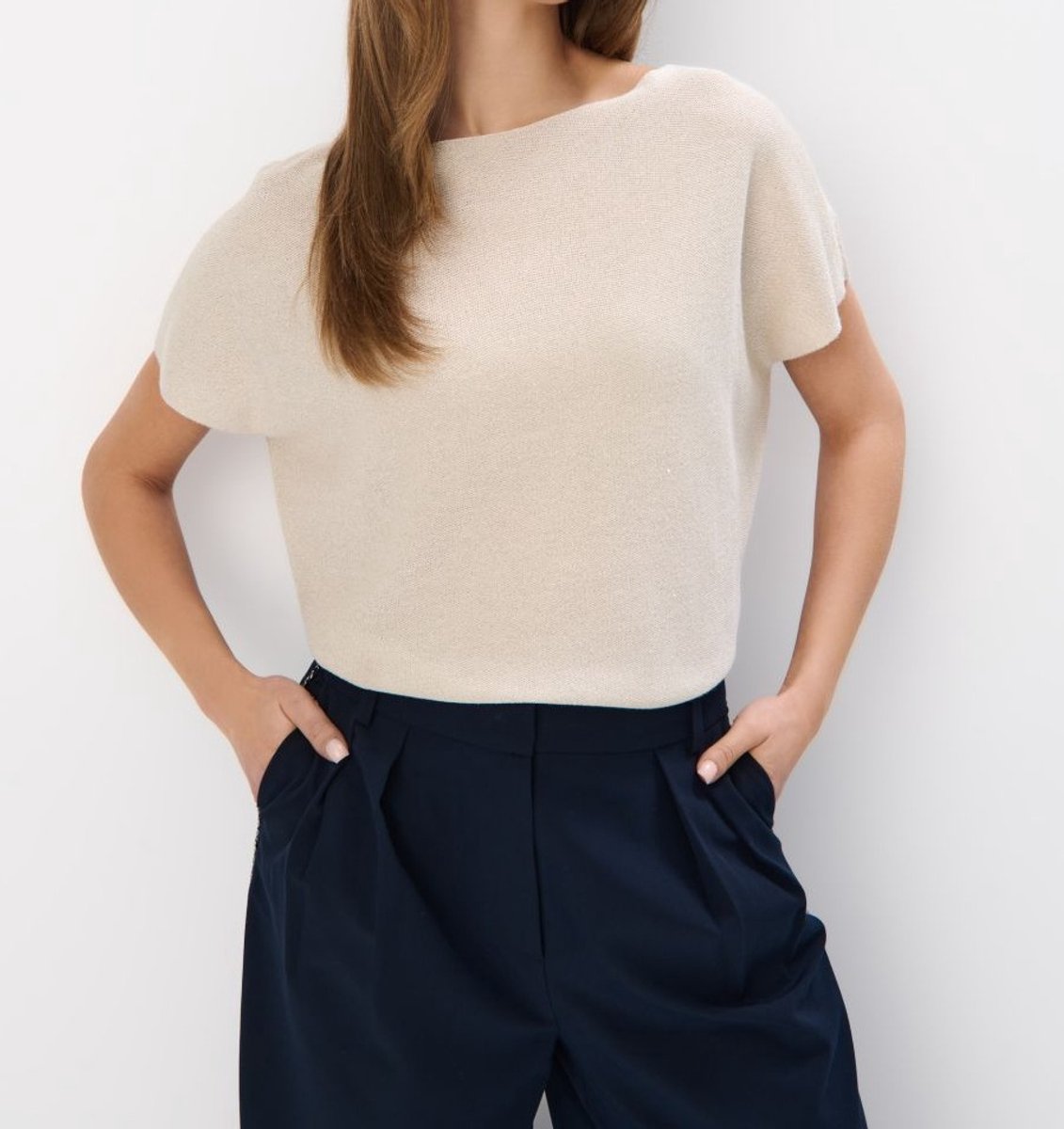 Dames metallized fiber Trui