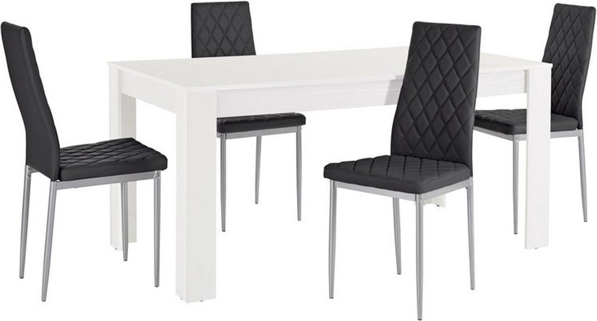Notio Living Lynn&Brooke-Eetset - 160x90 cm - Zwart