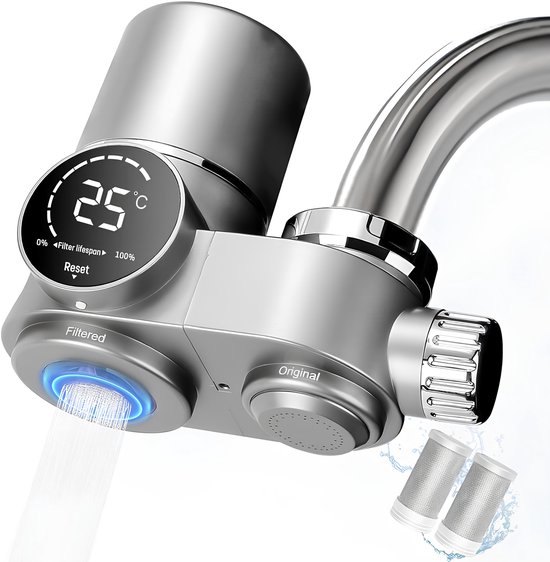 Filtre à eau du robinet - Siulp - Filtre à eau numérique - Avec écran LED - Filtre à eau - Filtre à eau potable - Adoucisseur d'eau - Détartrant d'eau - Purificateur d'eau - Robinet - Filtre inclus