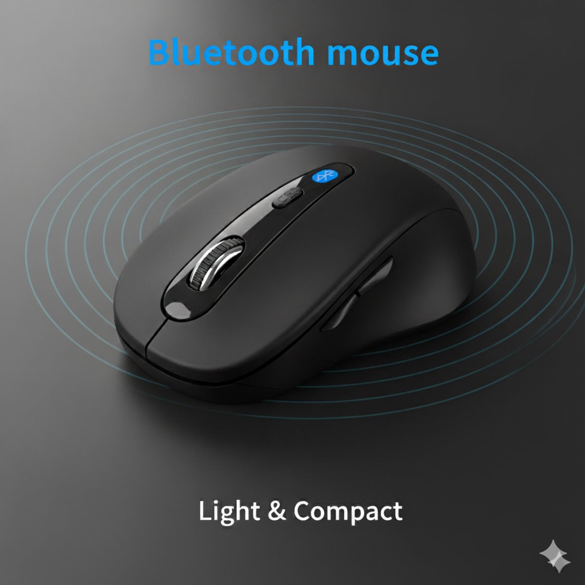 Compacte Bluetooth draadloze muis voor laptop desktop met Windows Mac OS Chrome Dpi 1600 Zwart