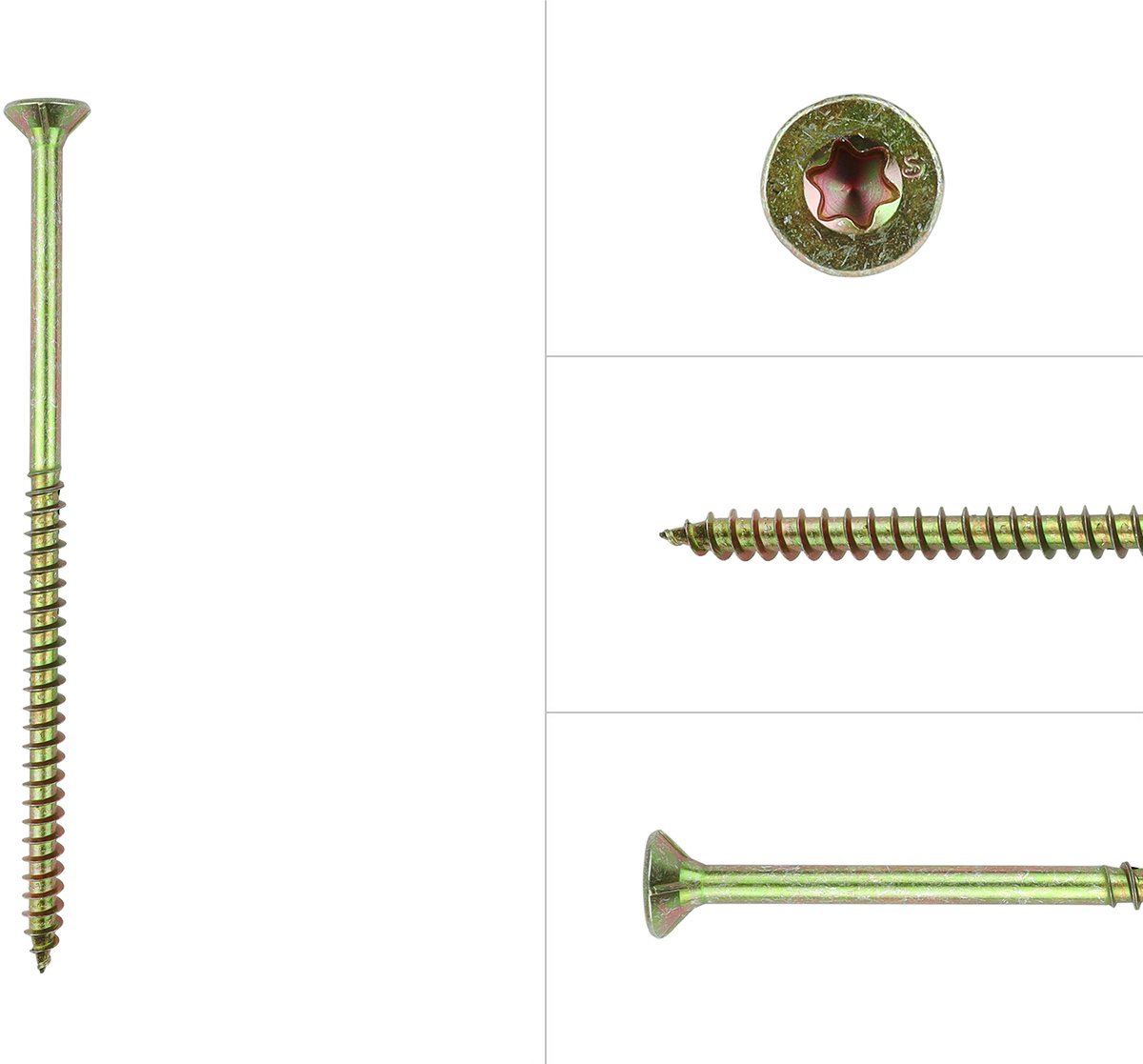 Wovar Spaanplaatschroeven Geel Verzinkt 6 x 160 mm Torx 30 met snijpunt | Doos 100 Stuks
