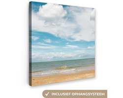 Canvas schilderij 20x20 cm - Wanddecoratie Strand - Zomer - Wolken - Muurdecoratie woonkamer - Slaapkamer decoratie - Kamer accessoires - Schilderijen op canvas
