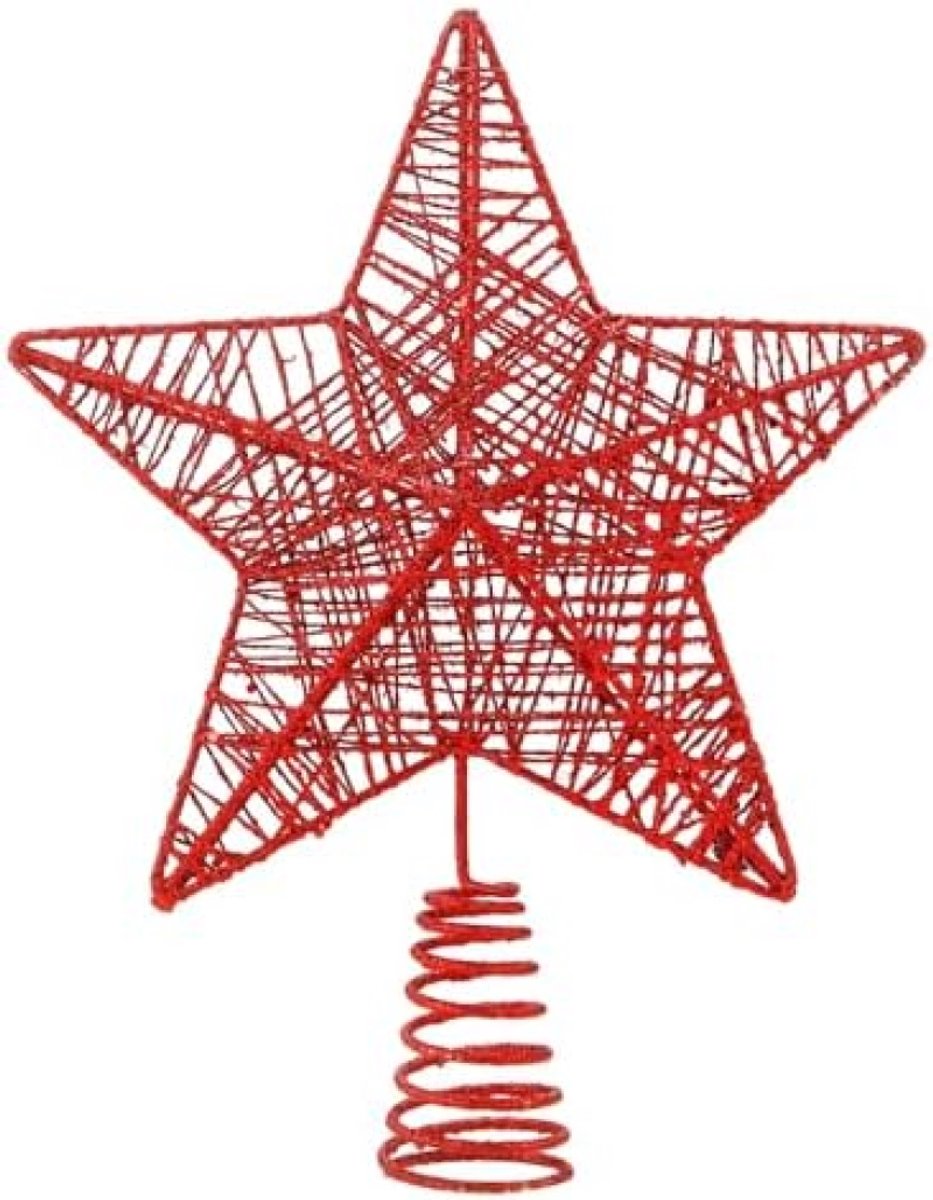 Kerstboompiek - met glittereffect - Feestelijke boomtopper - Rood - Kerst