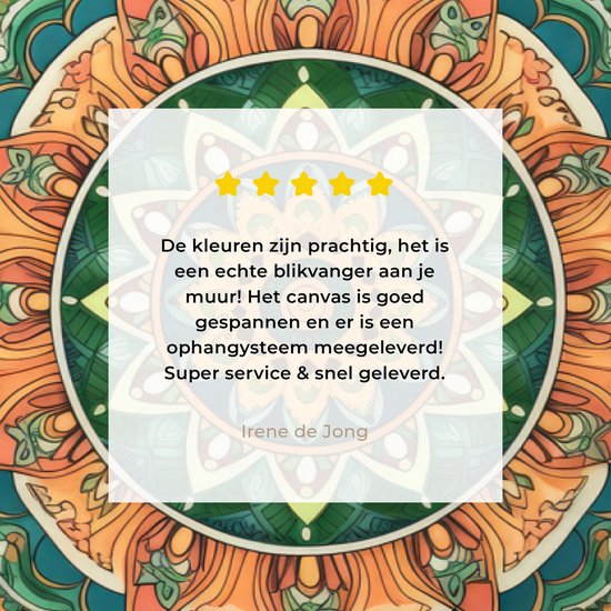 Tableau sur toile Hippie - Mandala - Vert - Boho - Fleurs - 80x40 cm - Décoration murale