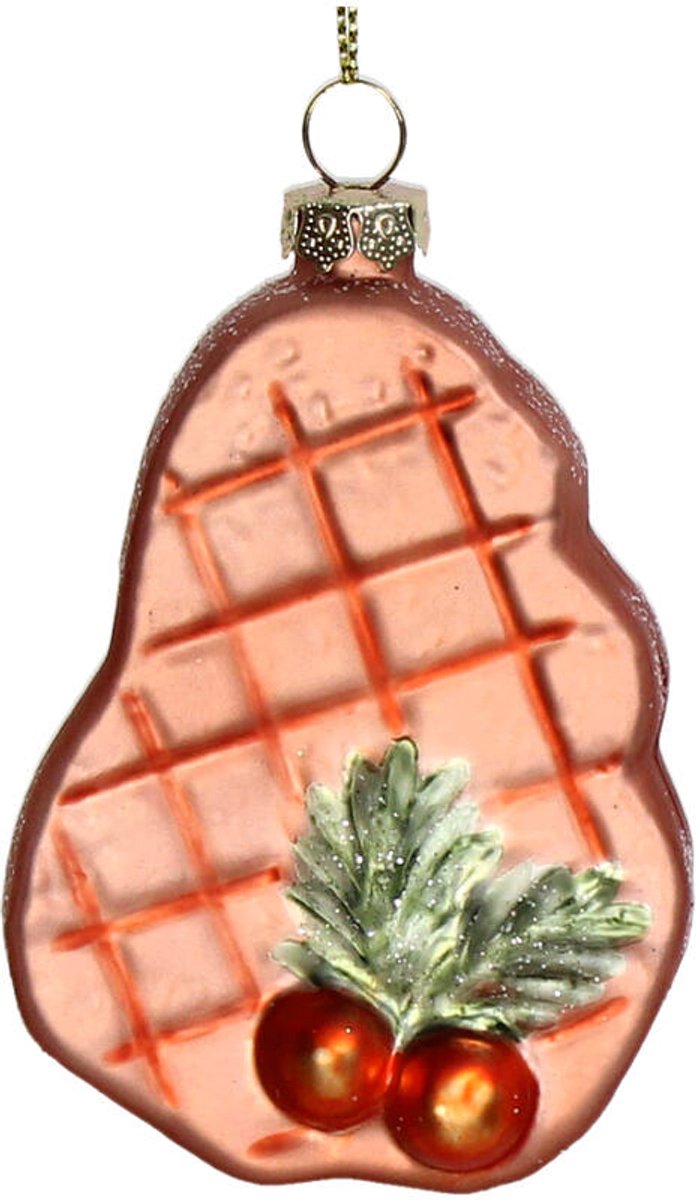 HD Collection glazen kerst ornament kersthanger stuk gegrild vlees 9 cm