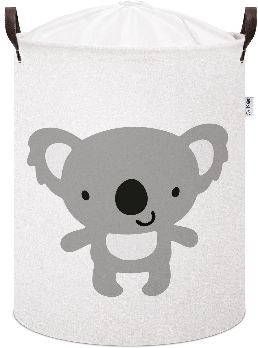Sipo Koala Speelgoedopbergmand - Katoenen Wasmand voor Kinderen - Opbergbox met Trekkoord en Handvatten - 43 Liter - 35x35x45 cm