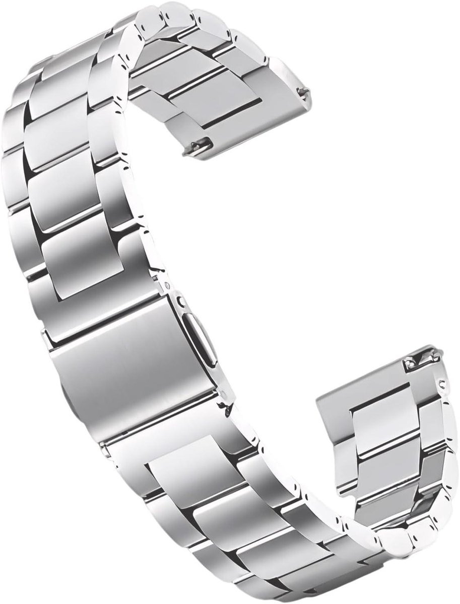 Metalen horlogeband 20 mm roestvrij staal met snelsluiting - verstelbare bandjes - compatibel smartwatches - traditionele horloges - 20 mm armband