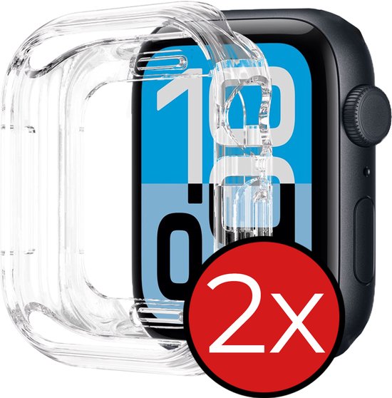 Doorzichtige, stevige hoes om een Apple Watch met een rood "2X" icoon.