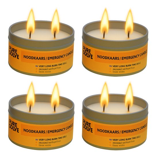 noodkaarsen voor binnen set 24 uur per stuk 96 uur - 4 stuks - voor binnen en buiten - survival - kamperen - rampen - calamiteiten & stroomuitval