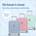 Drie SUITSUIT koffers in pastelblauw, roze en mintgroen. "De keuze is reuze."