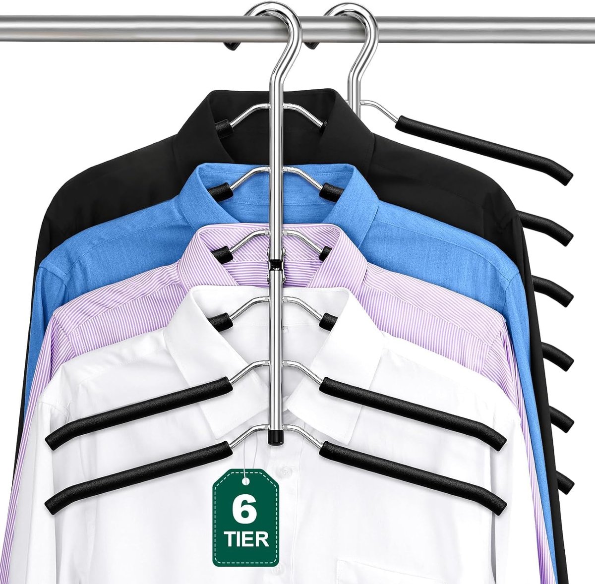 Ruimtebesparende 6-traps opvouwbare kleerhangers met schuimvulling en antislip
