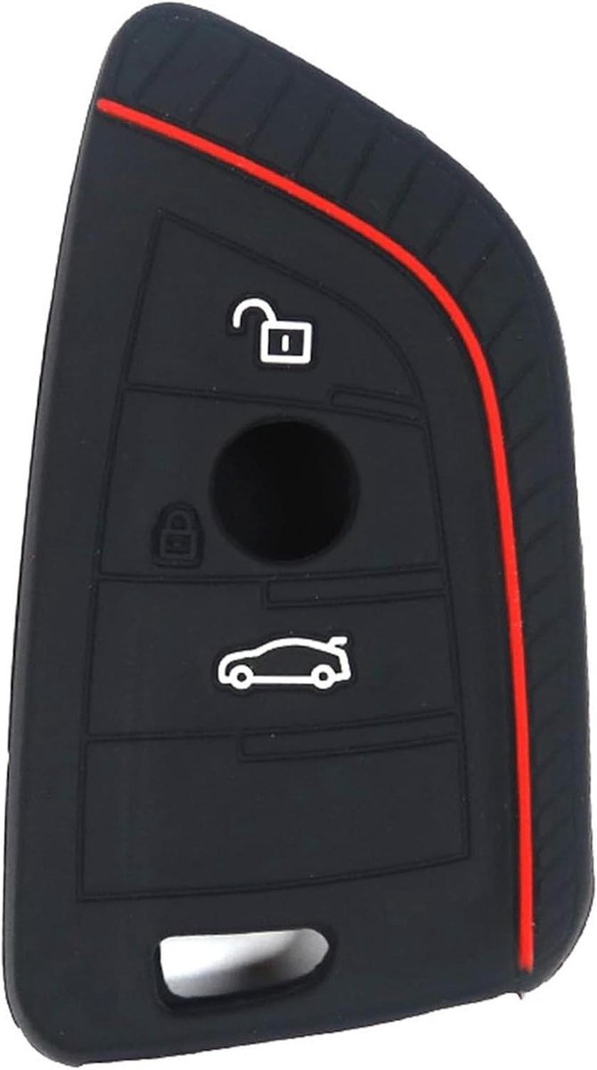 Sleutelhoes voor auto met 3 toetsen, siliconen hoesje in zwart-rood - Geschikt voor BMW 1 serie 120i M