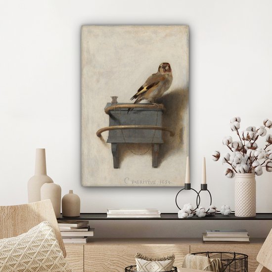 Le Chardonneret - Peinture de Carel Fabritius sur toile 40x60 cm - Tirage photo sur toile (Décoration murale salon / chambre)