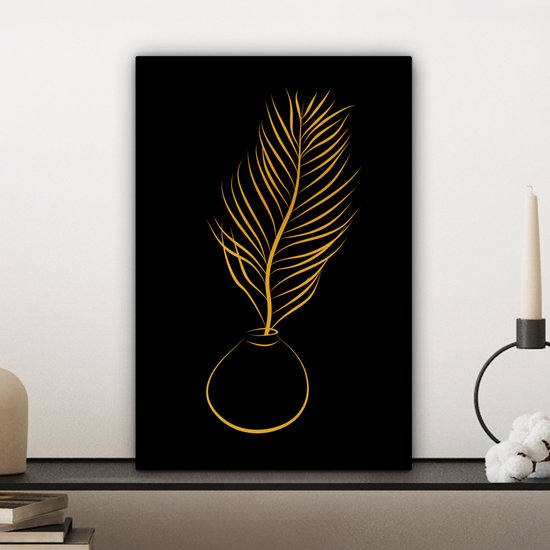 Pot de peinture sur toile - Plante - Line au trait - Goud - 20x30 cm - Décoration murale