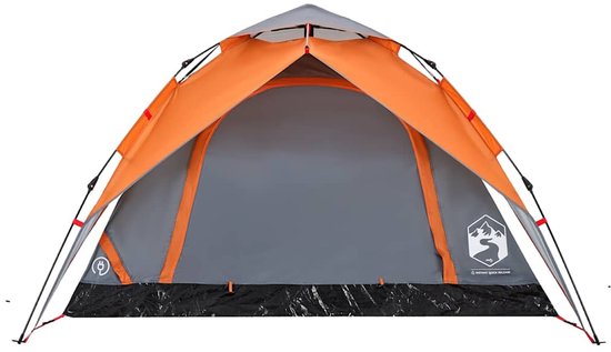 vidaXL - Koepeltent - 4-persoons - snelontgrendeling - grijs - en - oranje van Vidaxl — afbeelding 3