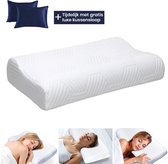 ErgoLuxe Alura – Ergonomisch Kussen – Hoofdkussen met Neksteun voor Zij- & Rugslapers – 2 Hoogtes 8/10 cm – Verkoelende Werking – Traagschuim Kussen – Inclusief Kussensloop