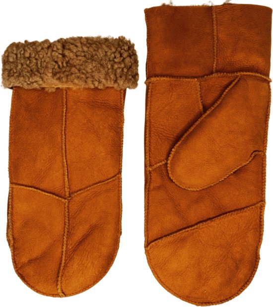 Mitaines en cuir femme - Lammy hiver femme - Coupe-vent et déperlantes - Laine - Cognac- Taille M