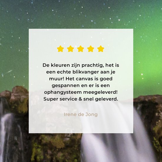 Tableau sur Toile Aurores Boréales - Cascade - Islande - 40x80 cm - Décoration murale