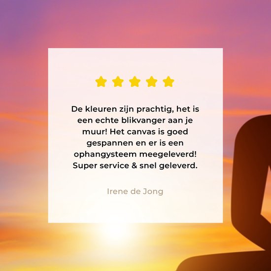 Toile - Statue de Bouddha - Silhouette - Coucher de soleil - Spirituel - Peintures salon - Peinture sur toile - Canvasdoek - 80x40 cm - Décoration murale