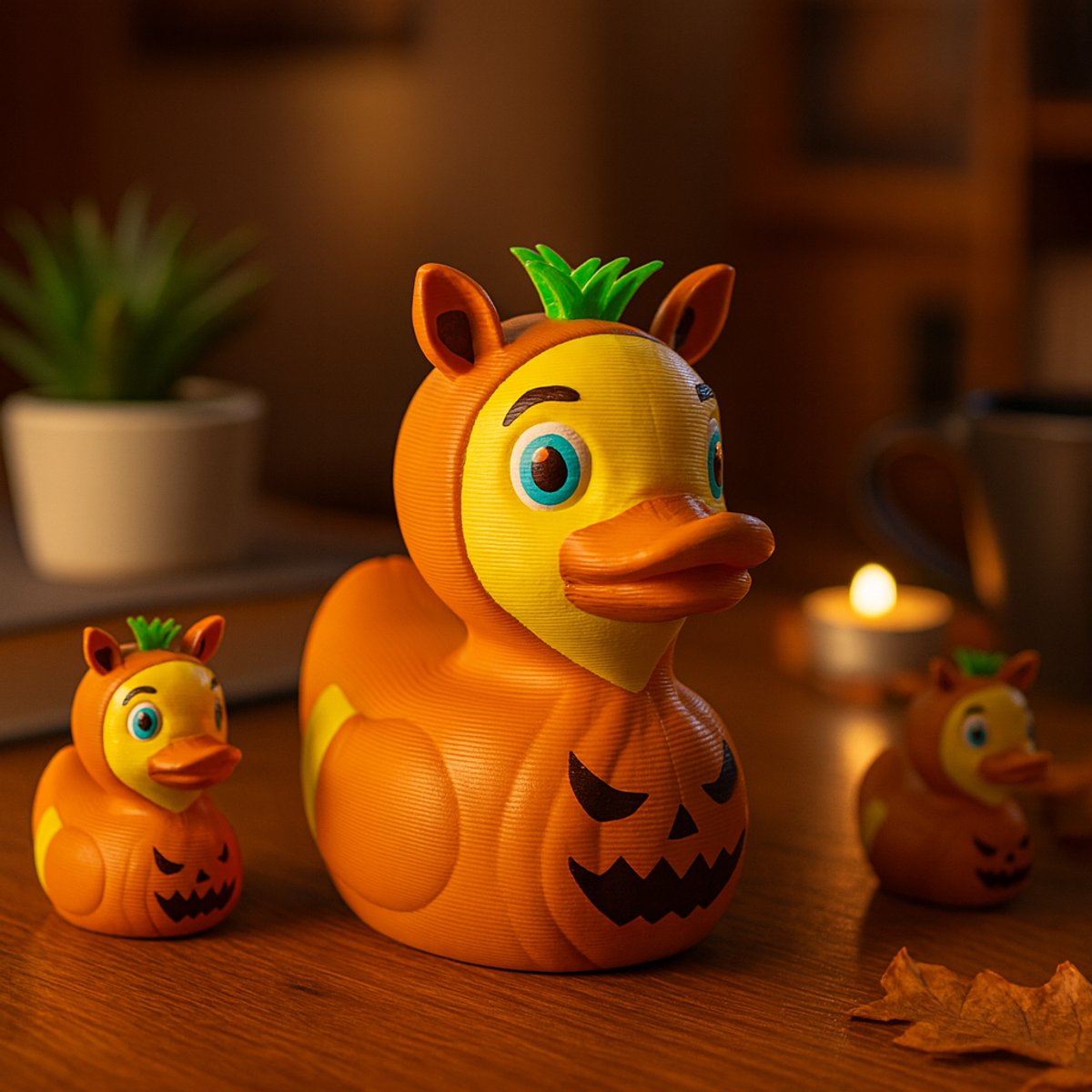 TheDuckSpecialist – Grote Pompoen Eend – 3D-geprint Halloween Beeldje – Premium Shelf Ornament