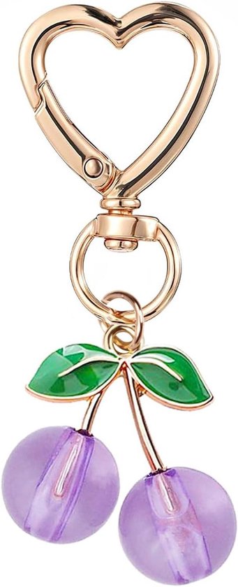 Porte-clés cerise mignon, pendentif portefeuille esthétique pour femme