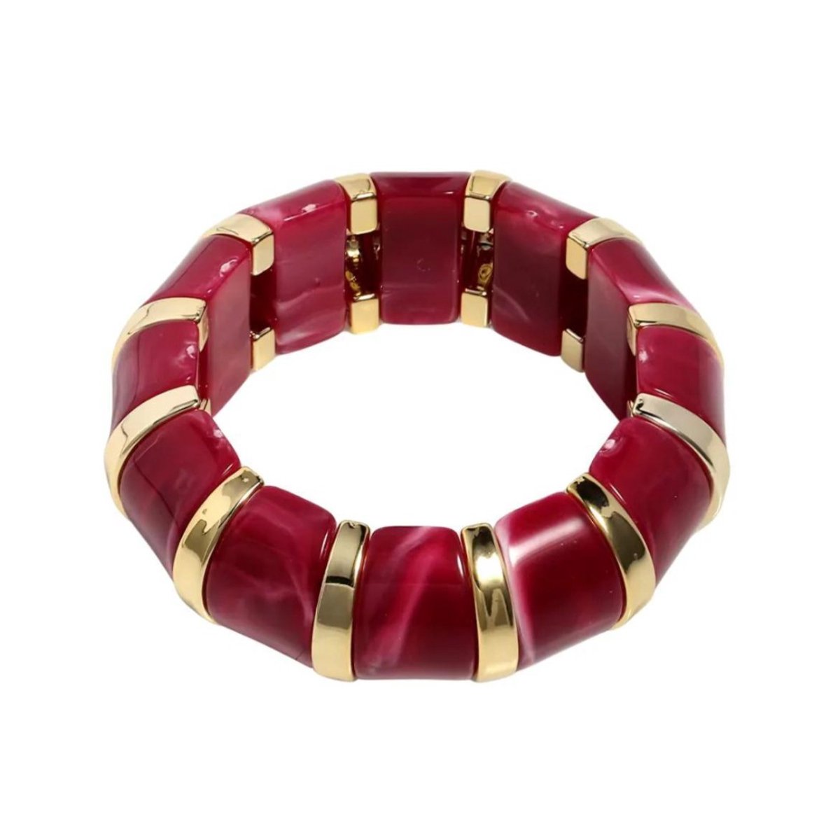 Dames Armband - Stainless Steel - Wijnrood Goud - Elastisch