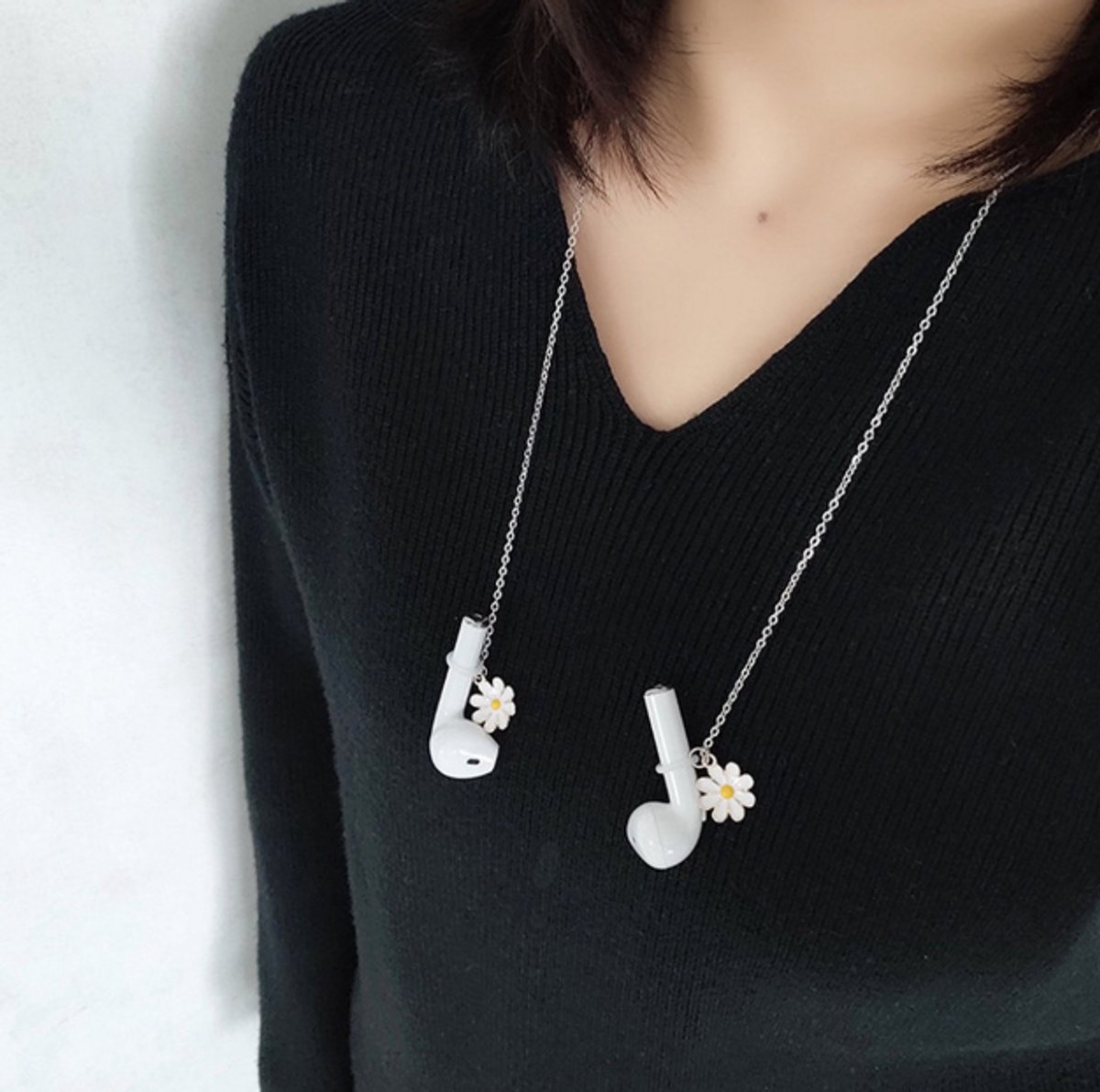 Anti-Verlies Airpods Ketting Voor Vrouwen Daisy Bloem Ster Hart Hanger Oordopjes Ketting