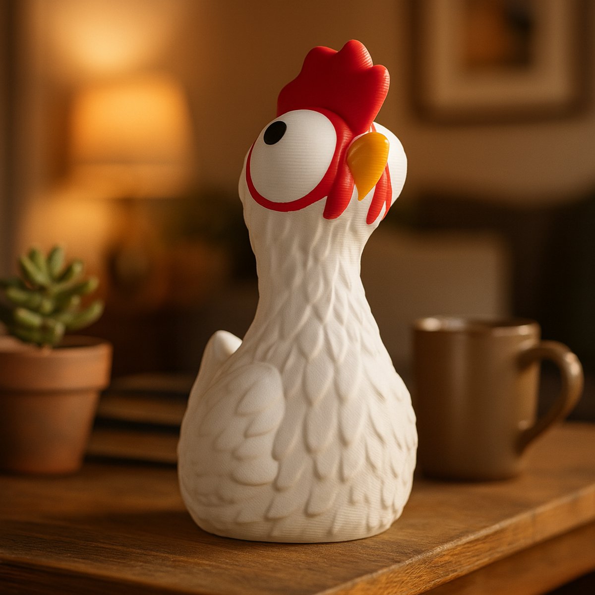 AnimalsAttitude – Kleine Kip Figurine met Middelvinger – 3D-geprint PLA Beeldje – Unique Display Ornament