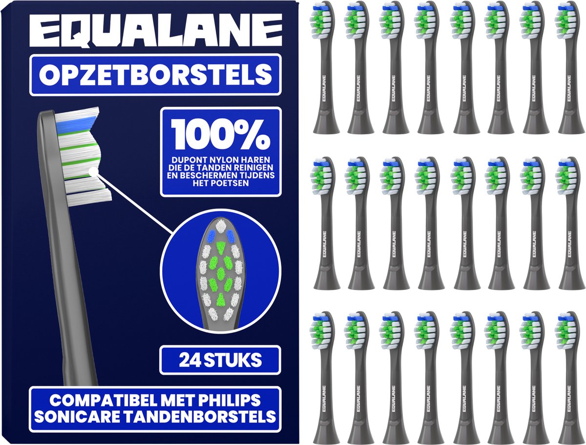 Opzetborstels geschikt voor Philips Sonicare - Universele Opzetborstels - Normale Borstelharen - Zwart - 24 Stuks