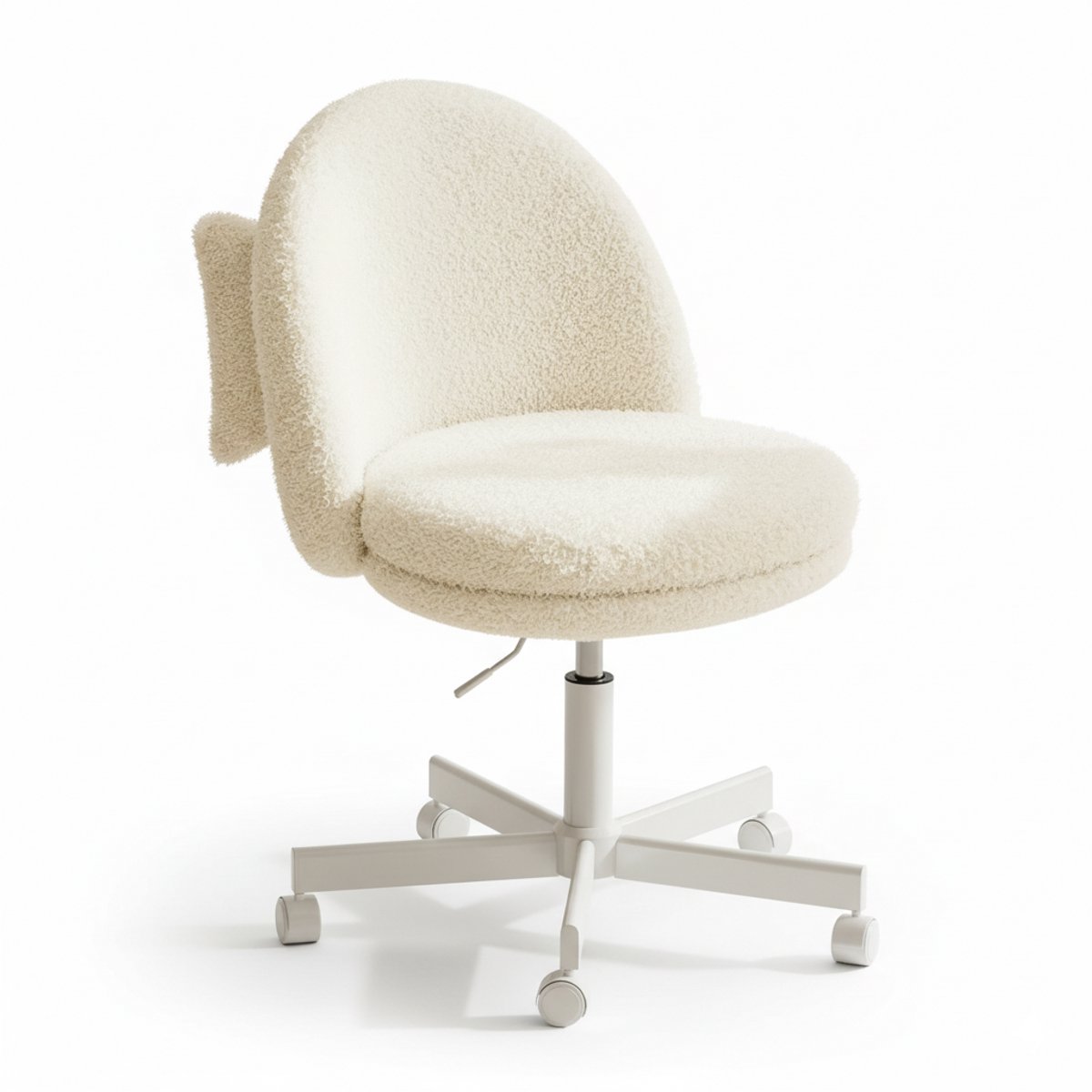 Primaro Bureaustoel - Stoelen - Teddy stoel - in Hoogte Verstelbaar - met Kussen - Wit - Draaistoel op Wielen - Max. 110 kg - Primaro - €139,95