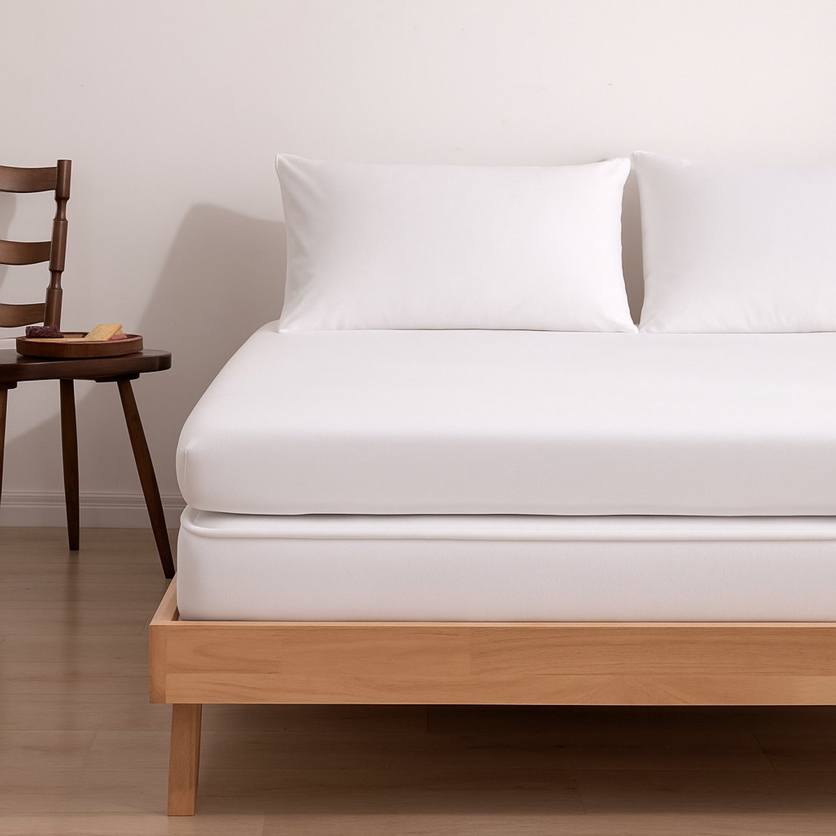 Bamboe hoeslaken Coco White wit 140x200 cm – Topdekmatras hoeslaken, zacht, ademend & hypoallergeen | Boomba Bamboo®