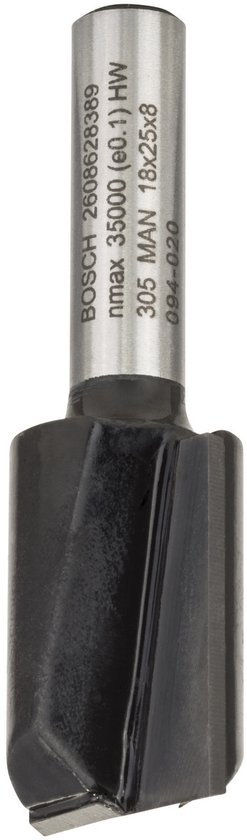 Bosch vingerfrees met metalen schacht en zwarte snijrand, met opdruk '305 MAN 18x25x8'.