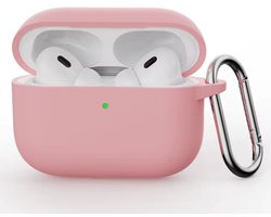 Hoesje Geschikt voor AirPods Pro 3 - Licht Roze - Casemania Liquid Siliconen Bescherm Hoes met Bevestigingslus & Karambijnhaak