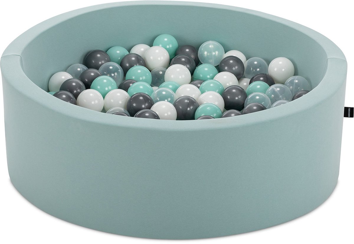 Asir Ballenbak voor baby’s – mint – 200 ballen in de kleuren mint, wit, grijs en transparant – 85 x 85 x 30 cm