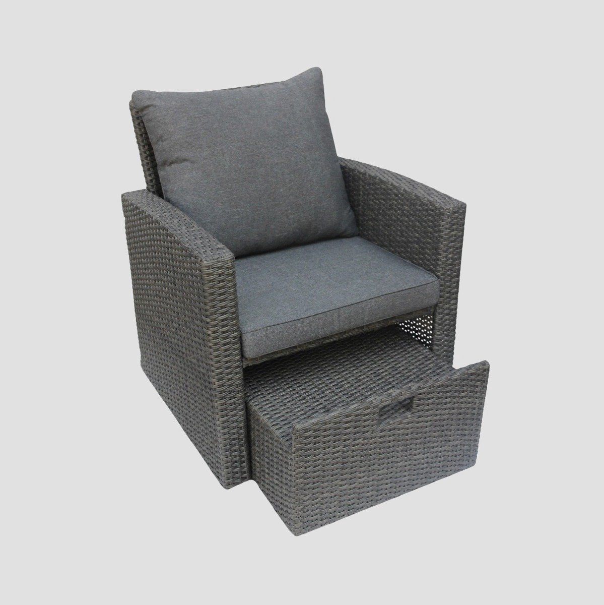 HOMLA LINDE - Tuinstoel met Ottoman - Grijs - 73x70x81 cm - 743924