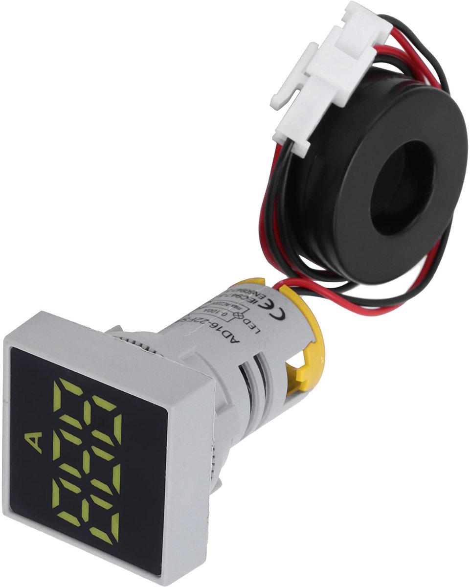 Digitale Ampèremeter, AD16-22FSA AC 220V Digitale Stroommeter Vierkant Signaallicht Stroommeter Mat Paneel Ampèremeter Signaallampje, voor Elektriciteit, Telecommunicatie(geel)