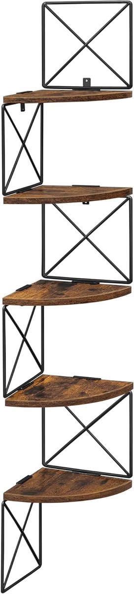 Hoppa! Hoekplank - Wandplank - 5 niveaus - Vintage bruin-zwart
