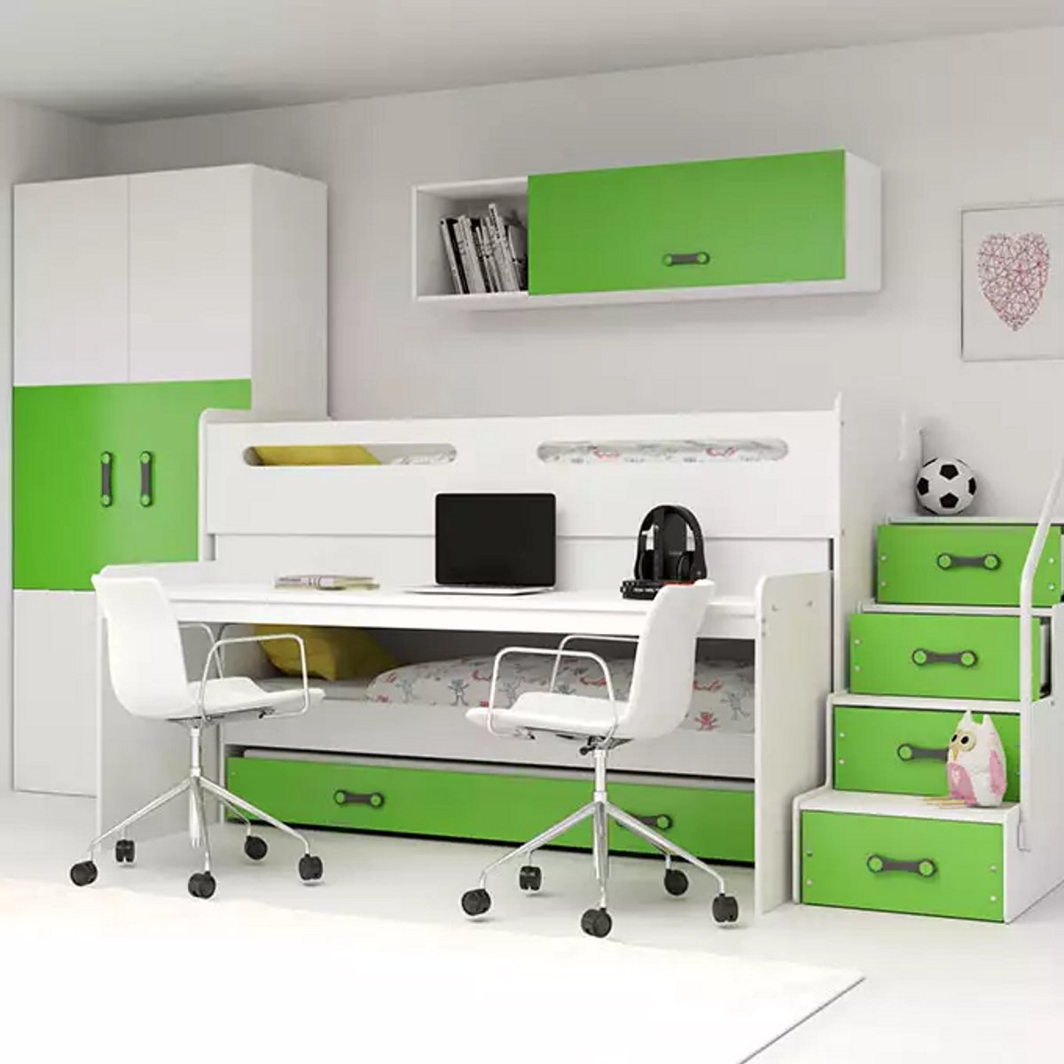 BMS MAX 1 Triple Bed - 80x200 cm - Jeugd - Groen