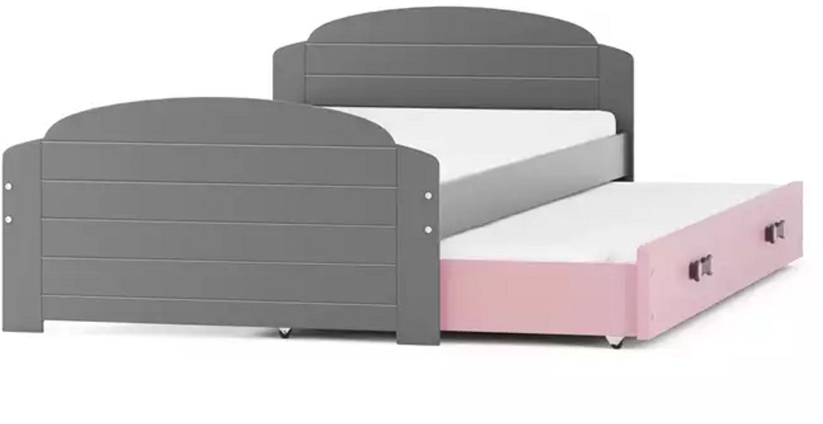 BMS - LILI Pull-out Youth Bed - 90x200 cm - Graphite/Pink
