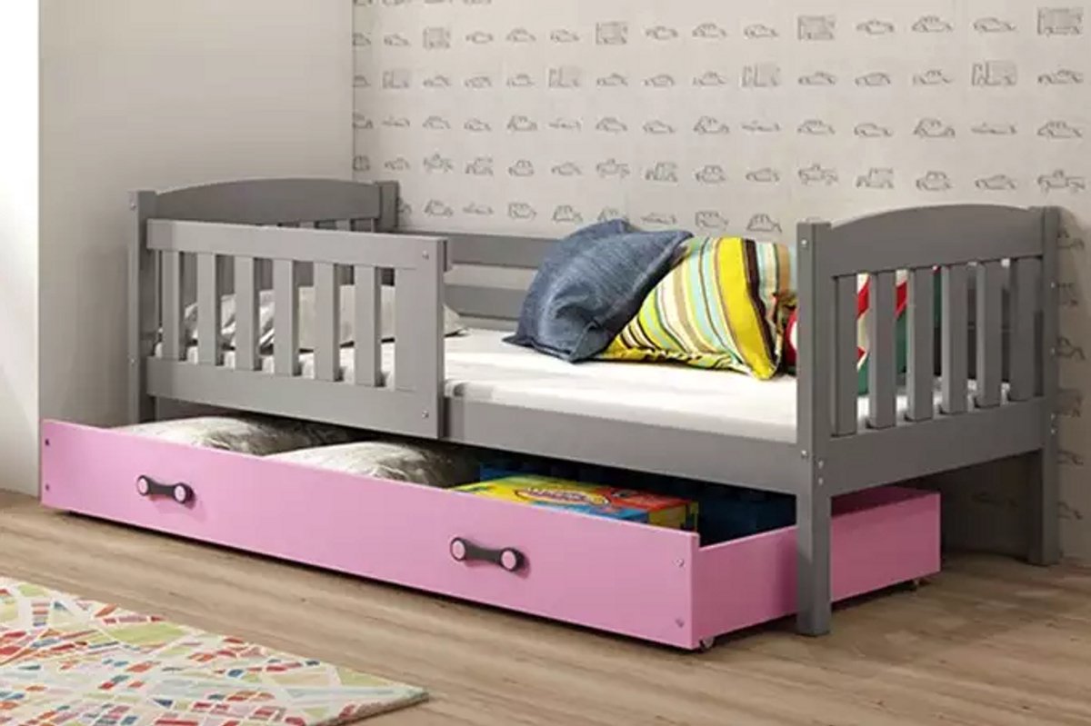 BMS - Kinderbed - 80x160 cm - Grafiet/Pink