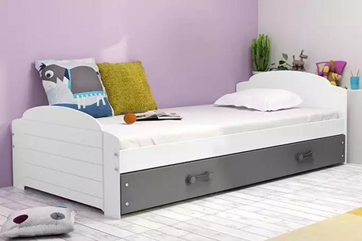 BMS - Singel Bed LILI - 90x200 - Wit/Graphiet