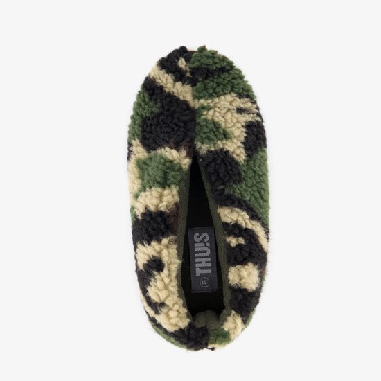 Thu!s kinder teddy sloffen met camouflage print groen Maat 30
