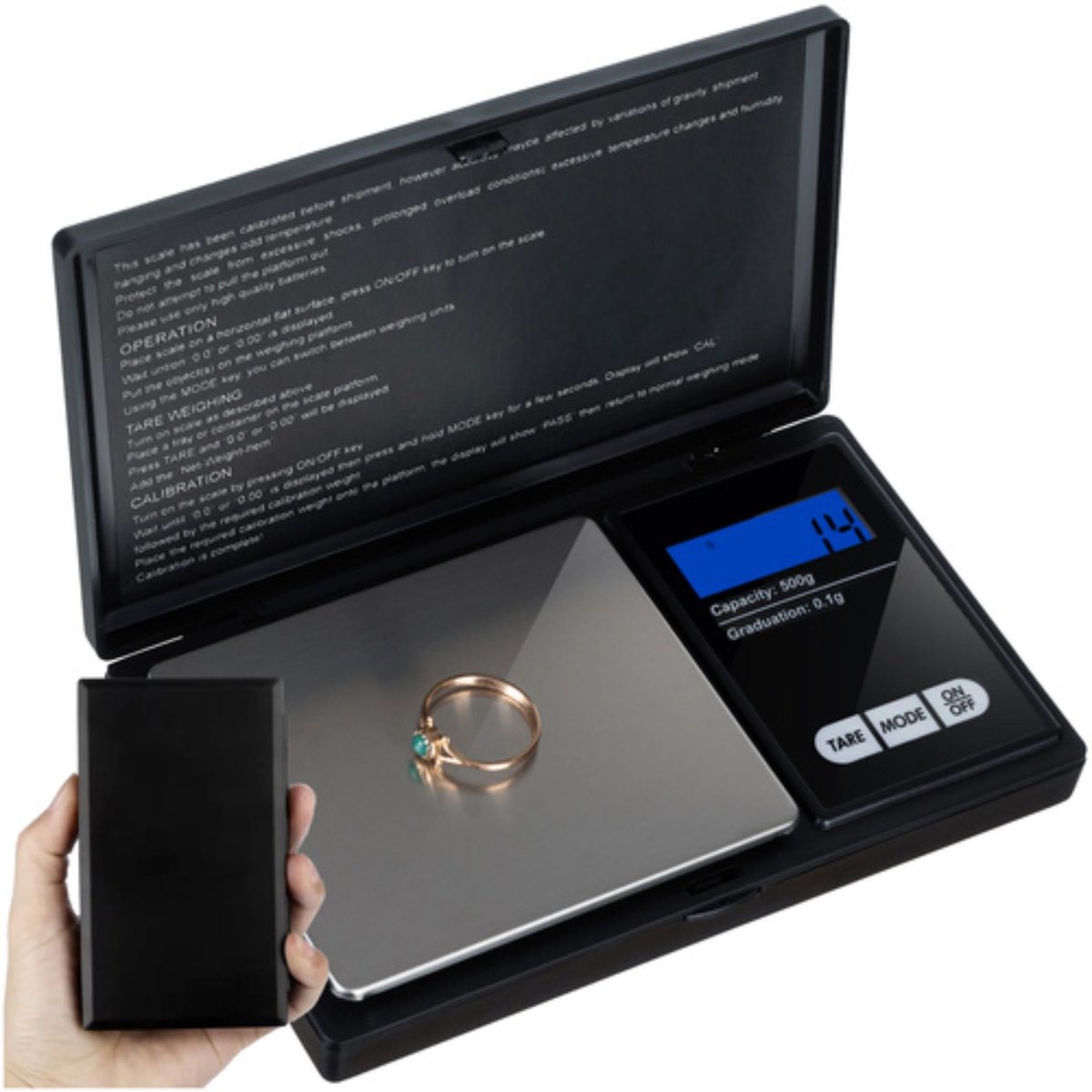 Ruhhy Zakweegschaal 500 x 0,1g – Compacte Precisieweegschaal met Beschermklep