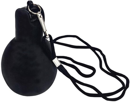 Sifflet à sertir Benson / Sifflet à main avec cordon – Zwart – Sifflet compact en plastique