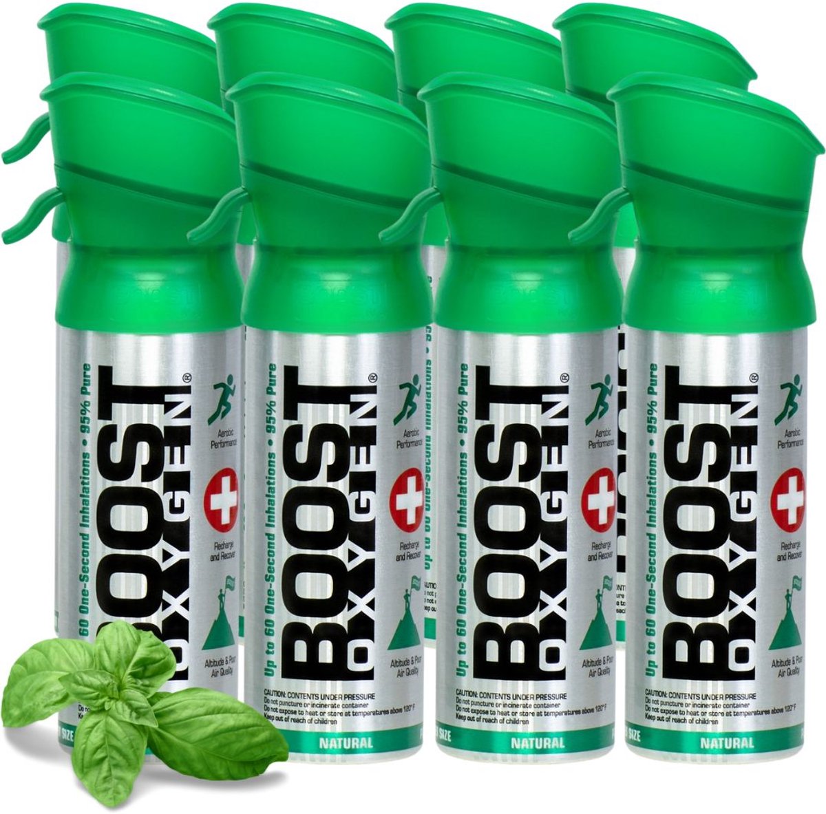 Boost Oxygen - Pocketsize 3L - Natural - 95% Pure Zuurstof - Tot wel 480 inhalaties van 1 sec - Ademhalingsondersteuning voor sport herstel, hoogte, prestaties en gezondheid - Zuurstoffles - 8x 3L (8 pak, 24L totaal)