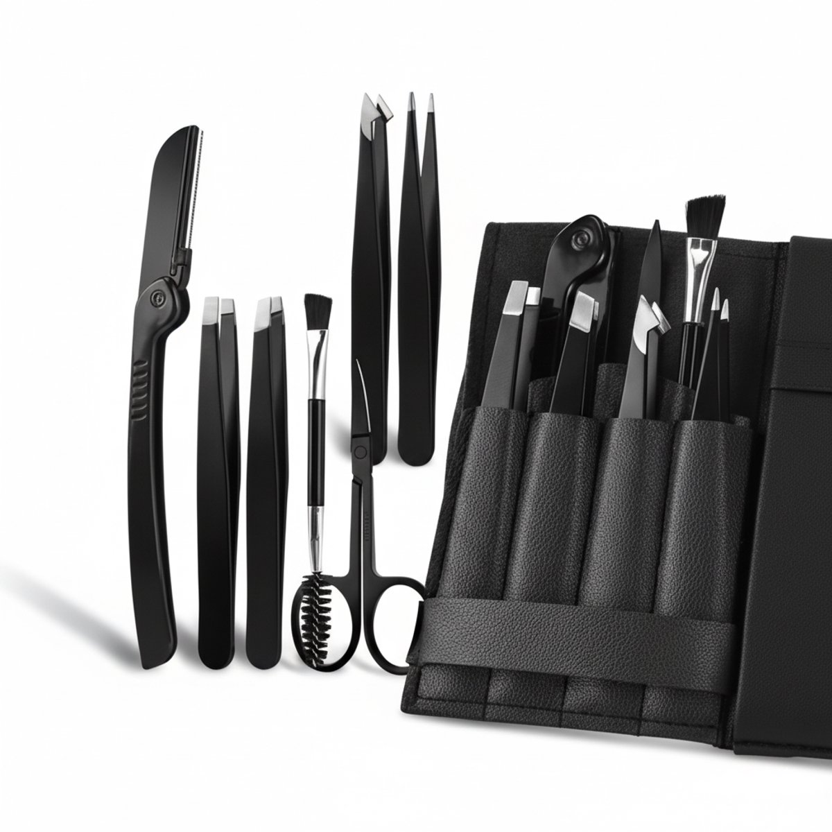 Complete Pincetten - & Wenkbrauw set – Tweezers - Wenkbrauw trimmer - 7 delige Gezichtsverzorging in Één Set!