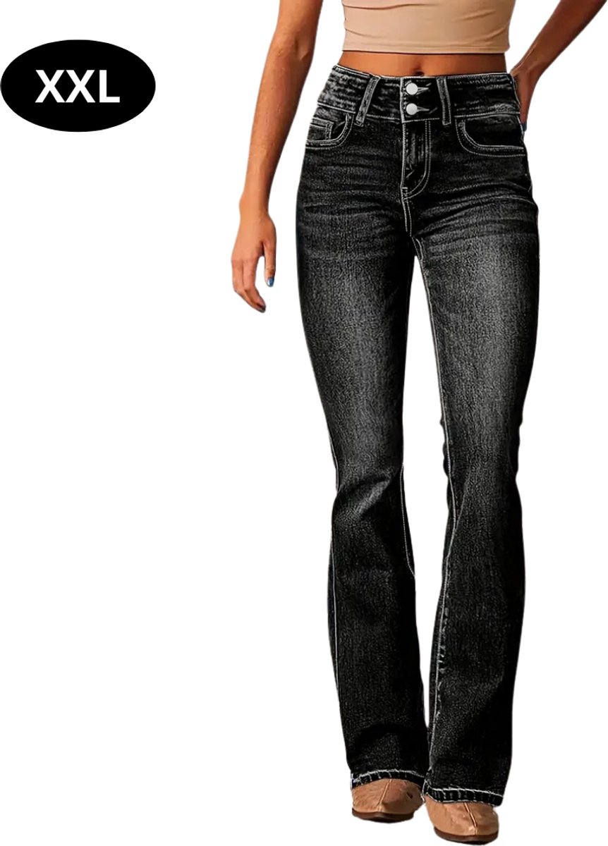 Livano Lange Broek Dames Spijkerbroek Broeken Spijker Pants Jeans Trouser Loose Fit Straight Leg Zwart